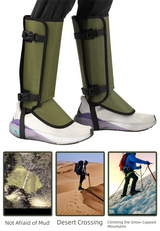 Black Outdoor Waterproof Leg Gaiters - Anti-Snake Bite & Scratch Protection Boot Covers - Breathable Nylon Oxford Leg Guards for Hiking Camping