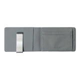 Grey Men's Slim Bifold Money Clip Wallet - Saffiano Texture PU Leather with Stainless Steel Cash Clamp - Minimalist Front Pocket Card Holder
