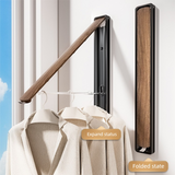 2 Pack Black and Brown Wall Mounted Foldable Clothes Hanger Rack - Retractable Space Aluminium Drying Airer for Laundry & Balcony - Screw Mount Hardware Included