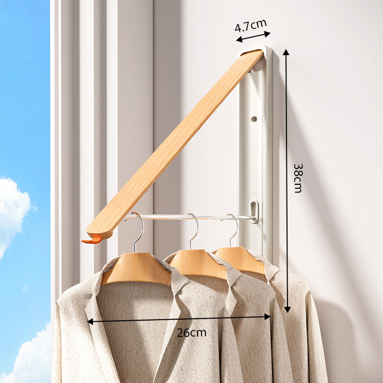 2 Pack Black and Brown Wall Mounted Foldable Clothes Hanger Rack - Retractable Space Aluminium Drying Airer for Laundry & Balcony - Screw Mount Hardware Included