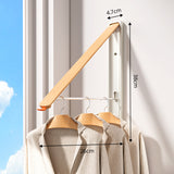 2 Pack Black and Brown Wall Mounted Foldable Clothes Hanger Rack - Retractable Space Aluminium Drying Airer for Laundry & Balcony - Screw Mount Hardware Included - Front View