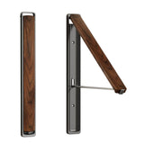 2 Pack Black and Brown Wall Mounted Foldable Clothes Hanger Rack - Retractable Space Aluminium Drying Airer for Laundry & Balcony - Screw Mount Hardware Included - Side View