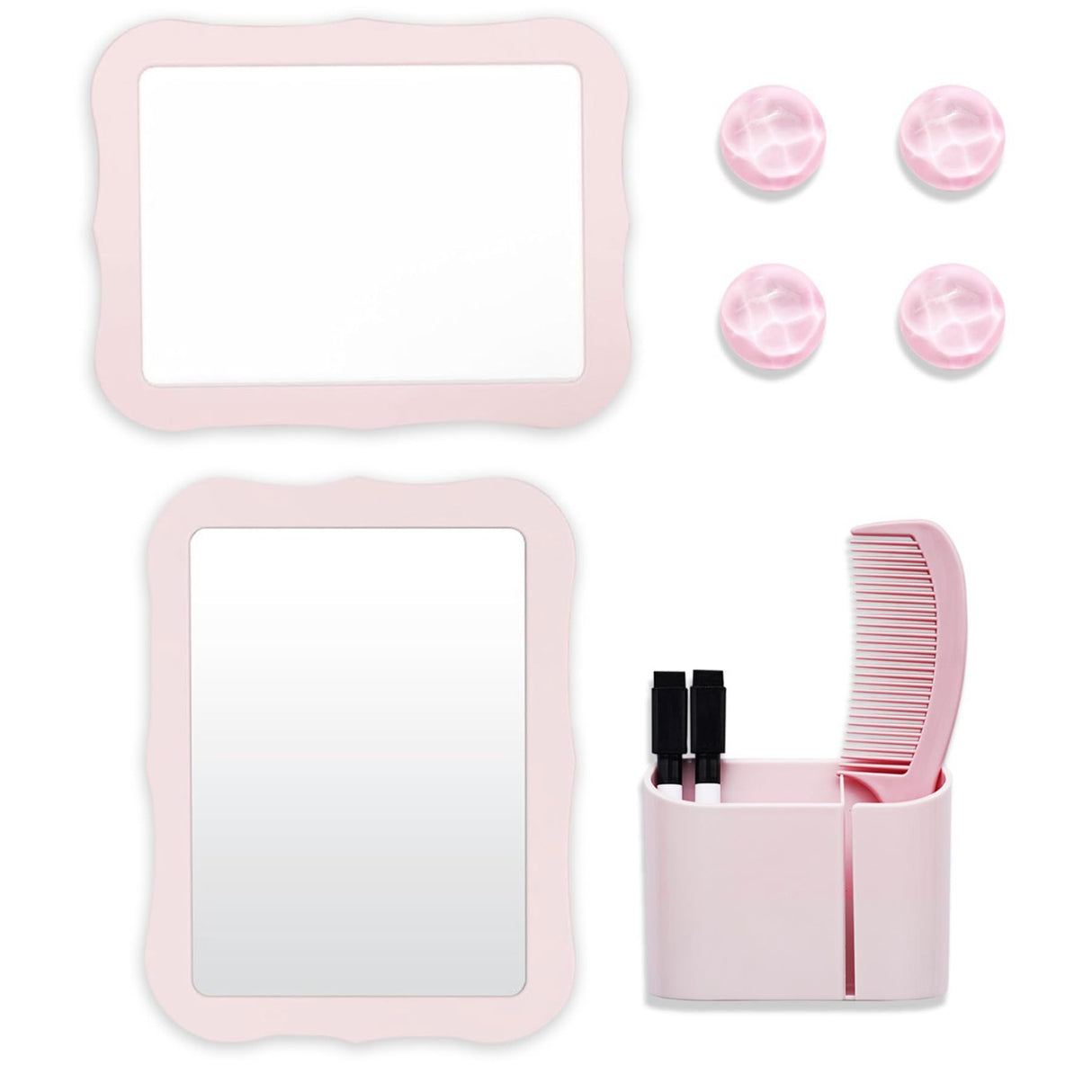 10-Piece Pink Magnetic Locker Organiser Set - Mirror, Whiteboard, Storage Box & Accessories - Back to School Kit
