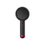 Black 2-in-1 Handheld Fan with LED Makeup Mirror - Portable USB Rechargeable Beauty Light Fan with Desktop Base - 3 Speed Quiet Airflow for Travel & Summer