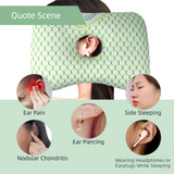 Green Ergonomic Ear Pillow with Hole for Side Sleepers - Pressure Relief Cushion for Ear Pain, Piercings & CNH - Washable Cover