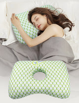 Grey Ergonomic Ear Pillow with Hole for Side Sleepers - Pressure Relief Cushion for Ear Pain, Piercings & CNH - Washable Cover
