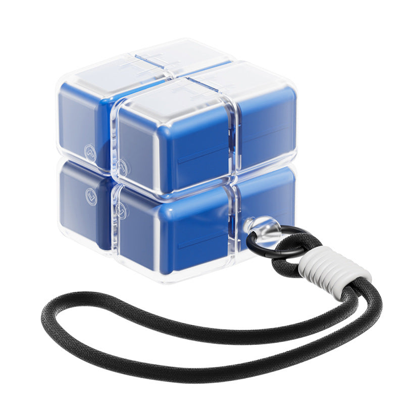 Blue Portable Magnetic Cube Pill Organiser - 8 Compartment Weekly Medicine Travel Case with Lanyard - Detachable Washable PP+PC Storage