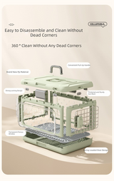 Green Premium Foldable Pet Carrier Crate - Breathable Aviation Travel Box for Cats & Small Dogs up to 10kg - Portable Car & Flight Transport Case