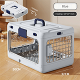 Blue Premium Foldable Pet Carrier Crate - Breathable Aviation Travel Box for Cats & Small Dogs up to 10kg - Portable Car & Flight Transport Case