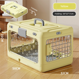 Yellow Premium Foldable Pet Carrier Crate - Breathable Aviation Travel Box for Cats & Small Dogs up to 10kg - Portable Car & Flight Transport Case