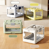 Yellow Premium Foldable Pet Carrier Crate - Breathable Aviation Travel Box for Cats & Small Dogs up to 10kg - Portable Car & Flight Transport Case - Front View