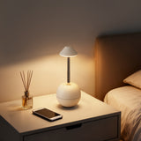 White Creative Tumbler LED Night Light - Rechargeable RGB Desk Lamp with Remote Control - Height Adjustable, Brightness Adjustable, Bedside Ambient Light - Rear View