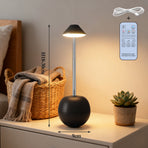 Black Creative Tumbler LED Night Light - Rechargeable RGB Desk Lamp with Remote Control - Height Adjustable, Brightness Adjustable, Bedside Ambient Light