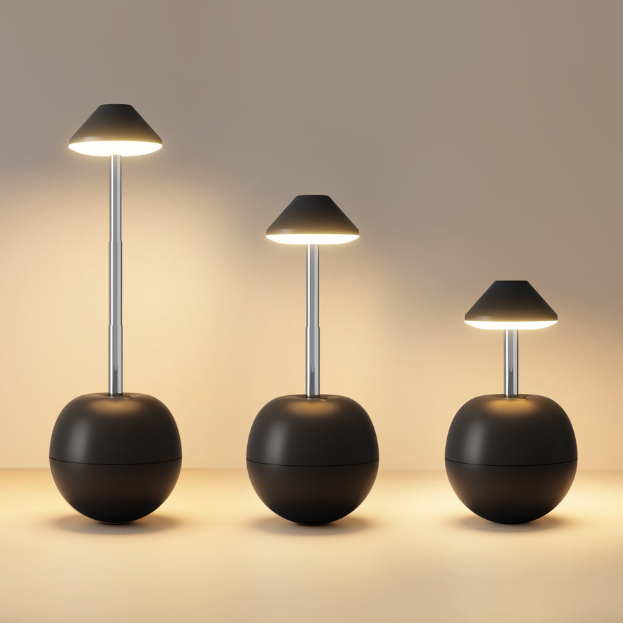 Black Creative Tumbler LED Night Light - Rechargeable RGB Desk Lamp with Remote Control - Height Adjustable, Brightness Adjustable, Bedside Ambient Light