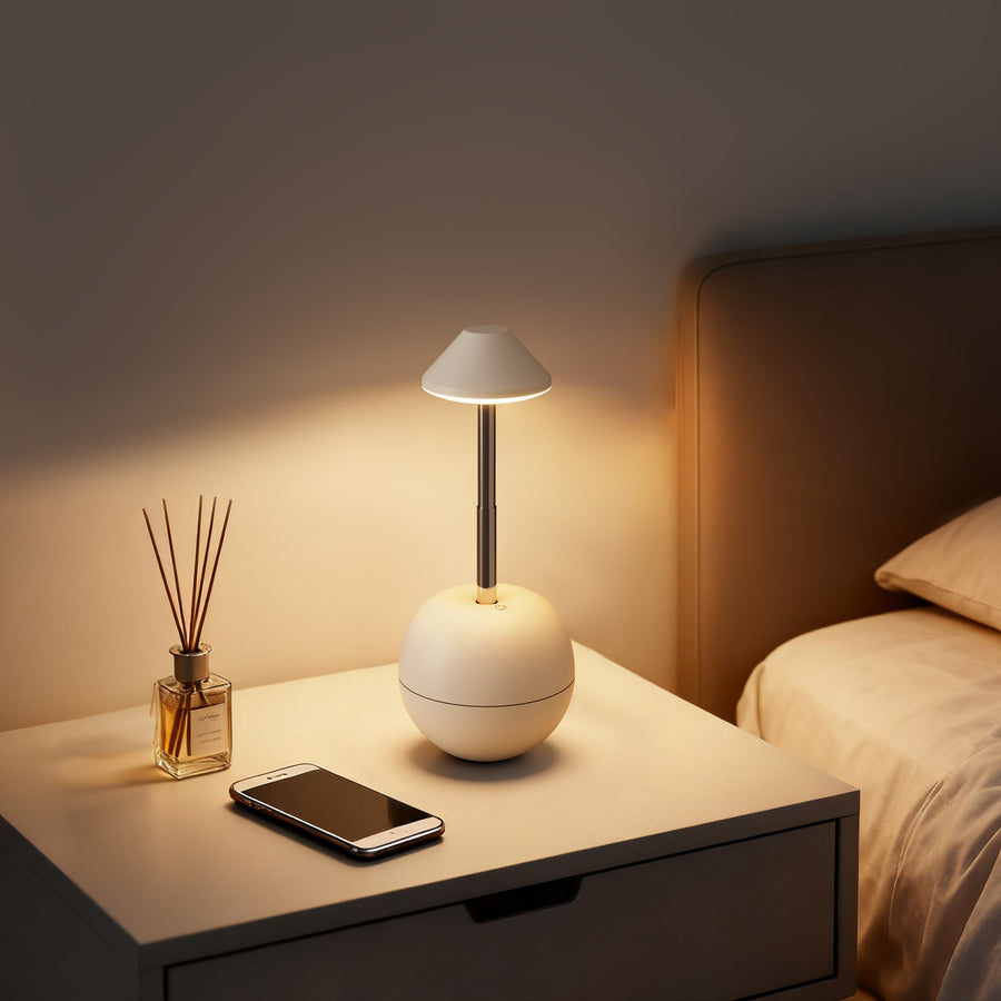 Black Creative Tumbler LED Night Light - Rechargeable RGB Desk Lamp with Remote Control - Height Adjustable, Brightness Adjustable, Bedside Ambient Light