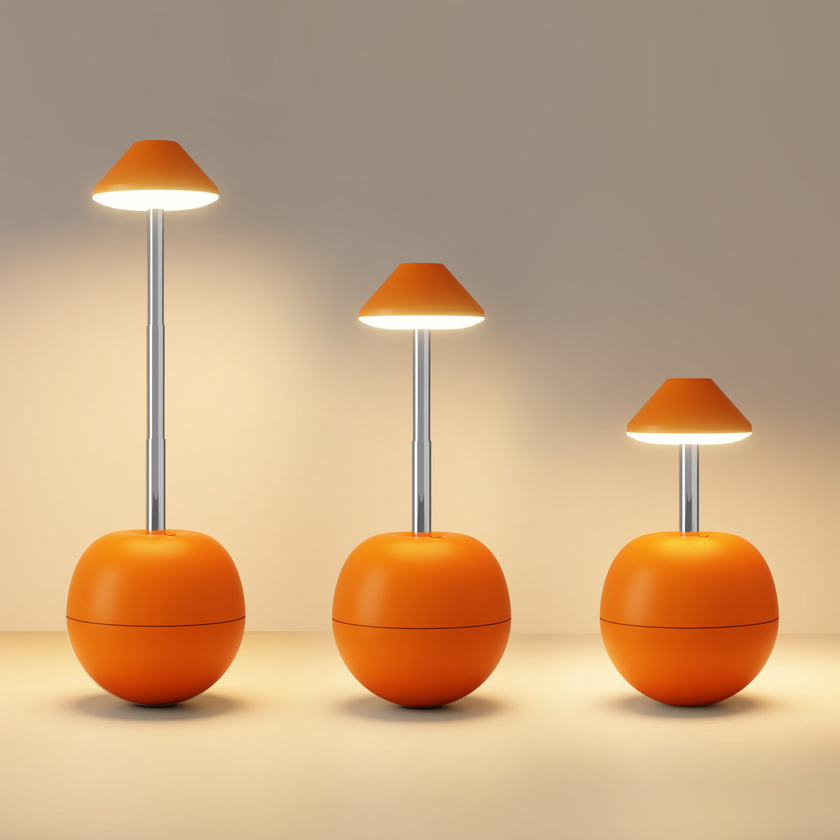 Orange Creative Tumbler LED Night Light - Rechargeable RGB Desk Lamp with Remote Control - Height Adjustable, Brightness Adjustable, Bedside Ambient Light