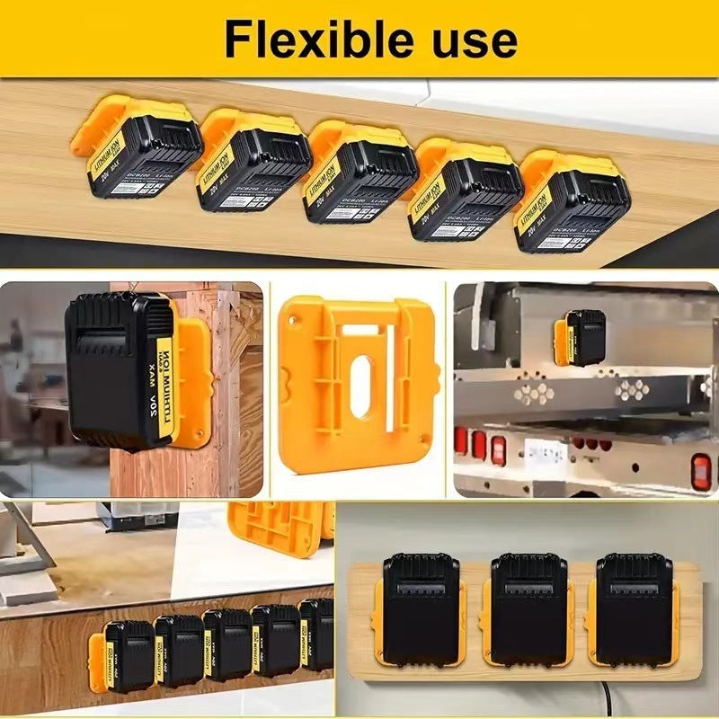 Yellow 5 Pack Battery Mount Holder for Dewalt 18V 20V 60V Lithium Batteries - Heavy Duty ABS Wall Storage Rack - Workshop Garage Organiser