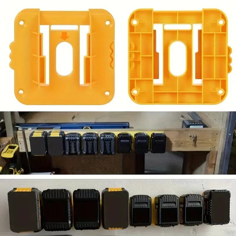 Yellow 5 Pack Battery Mount Holder for Dewalt 18V 20V 60V Lithium Batteries - Heavy Duty ABS Wall Storage Rack - Workshop Garage Organiser