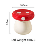 Red Stylish Mushroom Ceramic Toothpick Holder and Cotton Swab Jar for Home Kitchen Table Decor(Excluding cotton swabs, dental floss, etc.)