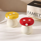 Red Stylish Mushroom Ceramic Toothpick Holder and Cotton Swab Jar for Home Kitchen Table Decor(Excluding cotton swabs, dental floss, etc.) - Side View