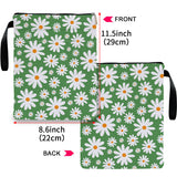 Blue Floral pattern book cover with zippered pocket - Lightweight polyester book cover, suitable for books and tablets(FBS001) - Side View
