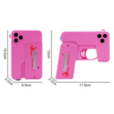 2 Pcs Pink Mini Foldable Phone Water Gun - Portable Dual-Nozzle Spray Toy for Summer Fun and Stress Relief
