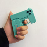 2 Pcs Blue Mini Foldable Phone Water Gun - Portable Dual-Nozzle Spray Toy for Summer Fun and Stress Relief - Rear View