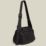 Grey Large Capacity Nylon Tote Bag - Water Resistant Casual Shoulder Bag for Daily Use and Outdoor Activities - Side View
