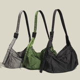 Green Large Capacity Nylon Tote Bag - Water Resistant Casual Shoulder Bag for Daily Use and Outdoor Activities - Front View