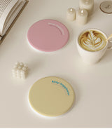 2 Pcs Pink Quick-Dry Natural Diatom Mud Coaster - Absorbent Bathroom Sink Mat for Kitchen and Washroom Use - Top-Down View