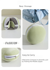 Green and Grey 3-in-1 Foldable Sleep Eye Mask with Neck Pillow - Compact Travel Pillow for Airplane, Office Naps and Restful Sleep
