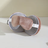 Brown and Grey 3-in-1 Foldable Sleep Eye Mask with Neck Pillow - Compact Travel Pillow for Airplane, Office Naps and Restful Sleep