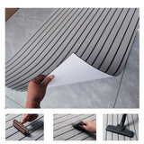 Grey Striped EVA Boat Deck Mat - Waterproof Non-Slip Flooring for Yacht, Boat, and Outdoor Use(2400x450x6mm) - Front View