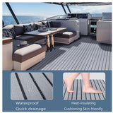 Grey Striped EVA Boat Deck Mat - Waterproof Non-Slip Flooring for Yacht, Boat, and Outdoor Use(2400x450x6mm) - 45-Degree Angle