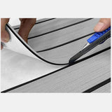 Grey Striped EVA Boat Deck Mat - Waterproof Non-Slip Flooring for Yacht, Boat, and Outdoor Use(2400x450x6mm) - Rear View
