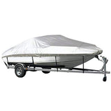 Grey Heavy Duty Waterproof Tarp Covers with Storage Bag, Fits V-Hull, Fish&Ski, Pro-Style, Fishing, Runabout, Bass Boats, 16-18FT(570cm*300cm)