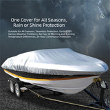 Grey Heavy Duty Waterproof Tarp Covers with Storage Bag, Fits V-Hull, Fish&Ski, Pro-Style, Fishing, Runabout, Bass Boats, 17-19FT(600cm*310cm) - Top-Down View
