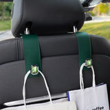 Brown Car Multi-Functional PU Leather Hook with Crystal Decoration – Hidden Storage Hook for Front and Rear Seats (Set of 2)