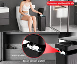 Black Smart Sensor Trash Can – Slim, Durable, and Hands-Free Waste Bin for Kitchen, Bathroom, or Living Room - Rear View