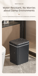 Black Smart Sensor Trash Can – 20L Capacity, Touch-Free Operation with Odor-Blocking & Waterproof Design - Top-Down View