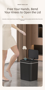 Black Smart Sensor Trash Can – 20L Capacity, Touch-Free Operation with Odor-Blocking & Waterproof Design