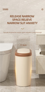 Grey Smart Sensor Trash Can – 15L Capacity, Compact Design for Home Use with Automatic Induction Opening(Three sensor modes) - Close-Up Angle