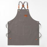 Grey 16-ounce Heavy-Duty Canvas Apron – Durable, Waterproof & Oil-Resistant Kitchen Workwear for Cooking and Crafting