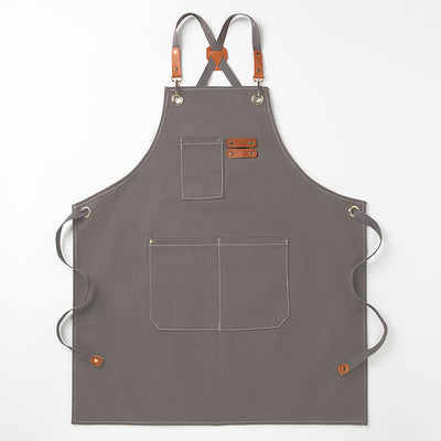 Grey 16-ounce Heavy-Duty Canvas Apron – Durable, Waterproof & Oil-Resistant Kitchen Workwear for Cooking and Crafting