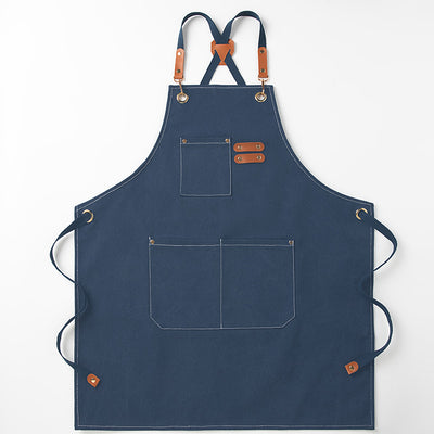 Blue 16-ounce Heavy-Duty Canvas Apron – Durable, Waterproof & Oil-Resistant Kitchen Workwear for Cooking and Crafting