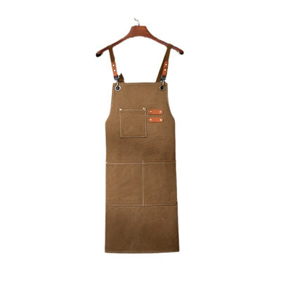 Brown 16-ounce Heavy-Duty Canvas Apron – Durable, Waterproof & Oil-Resistant Kitchen Workwear for Cooking and Crafting