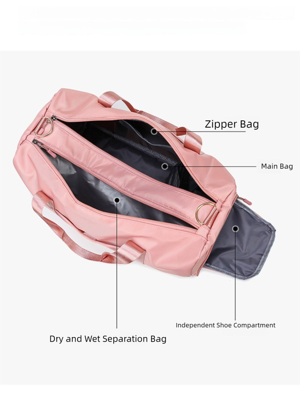 Red Large Capacity Travel Duffel Bag – Wet & Dry Separation, Shoe Compartment, and Luggage Sleeve for Gym, Yoga, and Short Trips