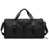 Black Large Capacity Travel Duffel Bag – Wet & Dry Separation, Shoe Compartment, and Luggage Sleeve for Gym, Yoga, and Short Trips