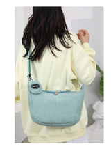 Green Minimalist Corduroy Crossbody Bag – Large Capacity Single Shoulder & Diagonal Sling Bag in Korean Style - Front View