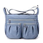 Blue Multi-Pocket Lightweight Nylon Crossbody Bag – Stylish, Functional, and Spacious Shoulder Bag for Women
